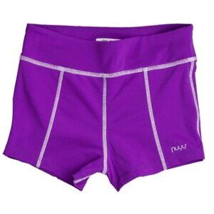 NWT KANSAS STATE UNIVERSITY PATCH POCKET PURPLE RUCHED YOGA SHORTS‎